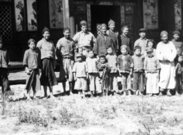 Entrance to school in village 10 miles East of Yangkai, Spring 1945. Clayton E. Nash.  From the collection of Frank Bates.