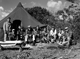 A campout with a number of US servicemen at Qingshuihai lake (清水海) in the countryside north of Yangkai (Yangjie) airbase in Yunnan province during WWII.  