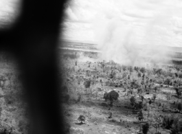 B-25 Mitchell bombers during battle with Japanese ground forces, flying near Tengchung (Tengchong), near the China-Burma border in far SW China.