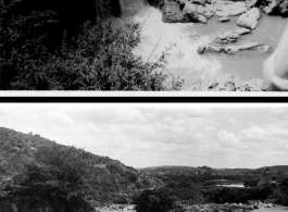 A dam and and falls about 8 miles southeast of the Luliang air base area in Yunnan province, China, where the GIs went to swim and relax. During WWII.