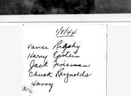 Vance Rigsby  Harry Epstein  Jack Fineman  Chuck Reynolds  Harry  In Champaign, Illinois, January 8, 1944.