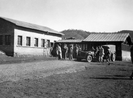 Inspection and operations at a beef slaughterhouse at Yangkai, set up specifically to provide meat for base personnel. During WWII.