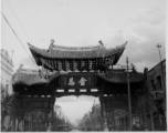 The Golden Horse 金马 archway in Kunming, 1945, usually considered a pair: Golden Horse And Emerald Rooster Archway (金马碧鸡坊).  In the CBI during WWII.