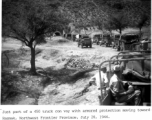 Part of 450 truck convoy with armored protection moving toward Razmak, Northwest Frontier Province, India. July 28, 1944.