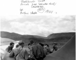 T/Sgt. Syd Greenberg. 164th Signal Photographic Company photographers. L-5 pilot P. Loris. Near Tengchong (Tengchung), China. During 2nd Salween River campaign, 1944. Cpl. Arthur Hedge