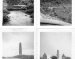 Along the Burma road on the way to China in spring 1945 during WWII. Three images show battle and martyr monuments to 38th Chinese Division 三十八师 soldiers lost fighting the Japanese.