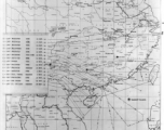 Sea sweep air mission map for November 1944, showing locations near or in China where attacks were made on Japanese by U. S. aircraft.  From the U.S. Government sources.