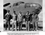 A crew of the 11th Bomb Squadron, 341st Bomb Group poses beside their North American B-25 "Little Joe III" at an airfield somewhere in China, February 2, 1943. They are:  Capt. Joseph L. Skeldon, Toledo, Ohio, Pilot Lt. Robert D. Hippert, Cincinnati, Ohio, Navigator T/Sgt. Maurice A. Paynter, Kingston, West Virginia, Bombardier S/Sgt. Norton G. Stubblefield, Dallas, Texas, Engineer-Gunner T/Sgt. James E. Astin, Macon, Georgia, Gunner  Photo by 7th Photo Tech. Sqdn, provided courtesy of Tony Strotman.  In th