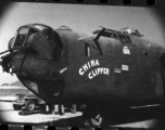 The B-24 "China Clipper."  Notice the damage to the #4 engine in the background. 
