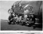 Crew with B-24 "WE'REWOLVES" in the Panagar in 1943, during WWII.  In top image--Standing L-R: Capt. Edward L. McCoy, 1st Lt. Earl A. Rambow, T/Sgt. Russell F. Doman, S/Sgt. Thomas L. Grady. Kneeling L-R: T/Sgt. Roy A. Whistle, 1Lt. Robert L. "Mac" McIntosh, Lt. John Miller, S/Sgt. George P. Sibulski, S/Sgt. Lester V. Bebout.  In bottom image--Standing L-R: S/Sgt. Thomas L. Grady, T/Sgt. Russell F. Doman, S/Sgt. George P. Sibulski, 1st Lt. Earl A. Rambow, T/Sgt. Roy A. Whistle. Kneeling L-R: Lt. John Miller