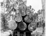 797th Engineer Forestry Company in Burma, loading logs for milling for bridge building along the Burma Road.  During WWII.