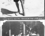 Scenes in Kunming, China, area during WWII: Old man with stick, boy carrying child.