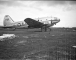 C-46 transport airplane #347132 at an American base in Yunnan, China, during WWII.