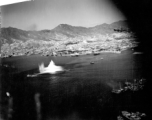 Bomb explosion on a mission on Hong Kong, 491st Bomb Squadron. Victoria Harbor, Hong Kong, October 16, 1944 Extracted from "The Record – 11th Bomb Squadron" Created by Squadron Personnel in 1945