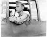 David K. Hayward, 22nd Bombardment Squadron, in an aircraft. During WWII.