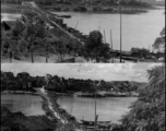 Two shots of the floating bridge at Liuzhou. The main part of the city is on the other side of the river, and the American air base is behind to photographer in the opposite direction.  From the collection of Hal Geer.
