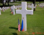 Cross marker at the Manila American Cemetery and Memorial in the Philippines. The site occupies 152 acres on a prominent plateau, visible at a distance from the east, south and west. It contains the largest number of graves of our military dead of World War II, a total of 17,202, most of whom lost their lives in operations in New Guinea and the Philippines. The headstones are aligned in 11 plots forming a generally circular pattern, set among masses of a wide variety of tropical trees and shrubbery.  The ch