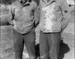 Douglas Runk (right) and another GI at an American tent camp on Burma Road in the Xiaguan/Dali area, near the outlet to Erhai Lake. During WWII.