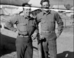 Douglas Runk (right) and another GI at an American tent camp on Burma Road in the Xiaguan/Dali area, near the outlet to Erhai Lake. During WWII.