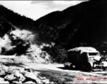 Explosion for road construction on Burma Road during WWII.