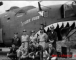 The B-24 bomber "Stork Club" crew posing for a picture.