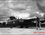 An American B-25D, #41-30387, at Yangkai, Yunnan province, in the CBI, with propellers turning.