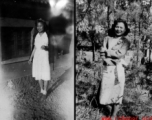 A Chinese nurse in uniform and in civilian attire. In Yunnan, China, during WWII.