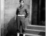 An American MP stands in a doorway somewhere in the CBI during WWII.