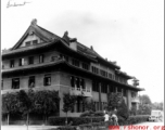 An attractive institutional building in China, most likely on a university campus. During WWII.  Photo from John Bondurant.
