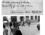 Chinese men on street in Kunming, China, during WWII, 1945.