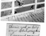 Chinese-American girl on bridge near Kunming, China, 1945.