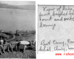 Overlooking basketball hoop at US military rest station, Camp Schiel, March 1945.