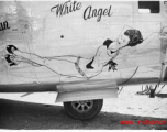 Nose art of a Consolidated C-109 (a modification of the B-24 bomber) "White Angel" in the CBI during WWII. Probably serial #44-49059.